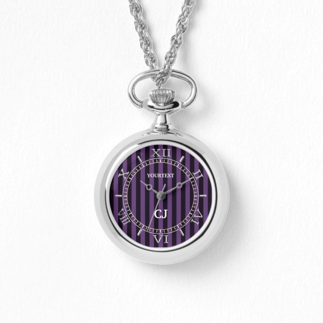 Personalised Purple Vertical Stripes Dial Watch (Front)