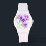Personalised Purple Violets  Floral Watch<br><div class="desc">Stylish modern n Personalised Purple Violets  Floral Watch. Great gift for young girls,  Mum,  bridesmaids,  and teachers.  Don’t forget one for you.</div>