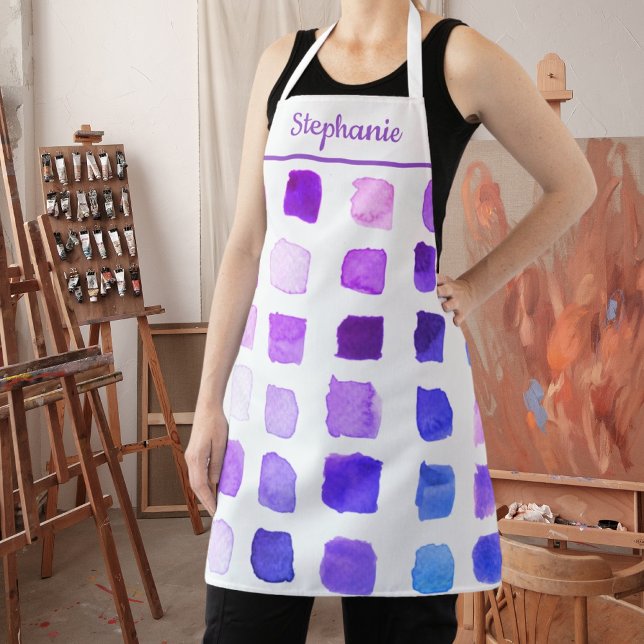Personalised Purple Watercolor Artist Apron (Creator Uploaded)