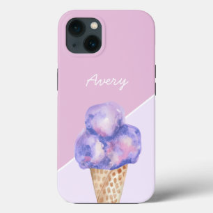 Personalised Purple watercolor Ice cream  iPhone 13 Case