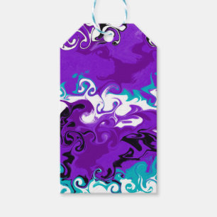 Personalised Purple Waves Fluid Art Birthday   Gift Tags