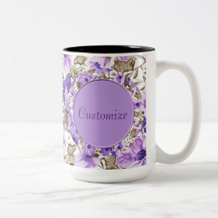 Personalised Purple & White Floral Mug