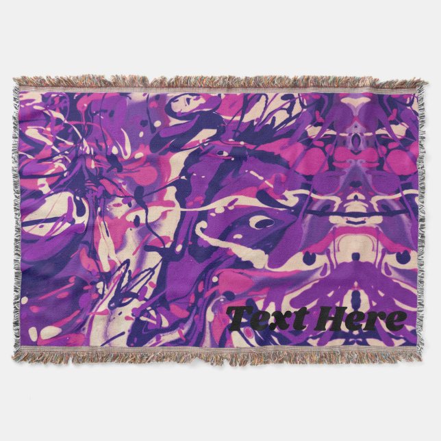Personalised Purple, White & Pink Paint Splatter Throw Blanket (Front)
