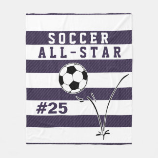 Personalised Purple & White SOCCER Blanket