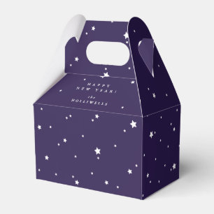 Personalised Purple + White Stars New Year Party Favour Box