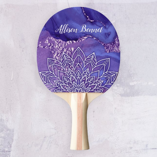 Personalised Purple White Watercolor Mandala Ping Pong Paddle (Creator Uploaded)