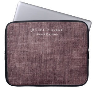 Personalised Purple Wine Linen Rustic Texture Laptop Sleeve