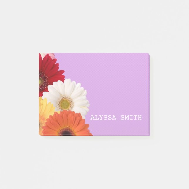 Personalised Purple with daisy flowers Post-it Notes (Front)