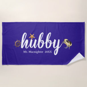 Personalised Purple with Ocean Creatures Beach Towel