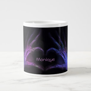 Personalised Purple Xray Fingers Form a Heart Large Coffee Mug