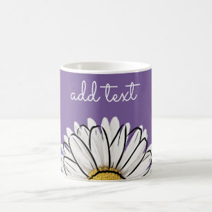 Personalised Purple & Yellow Daisy Coffee Mug 