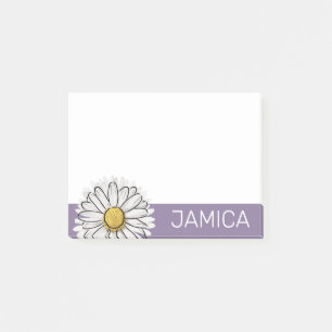 Personalised Purple & Yellow Daisy Post-it Notes