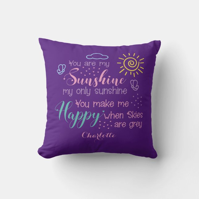 Personalised Purple You Are My Sunshine Cushion (Front)