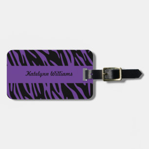 Personalised Purple Zebra Stripe Luggage Tag
