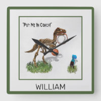 Personalised "Put Me in Coach" Dinosaur Art Square