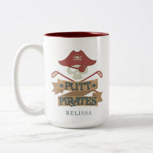 Personalised Putt Pirates Golfing Hobby Two-Tone Coffee Mug