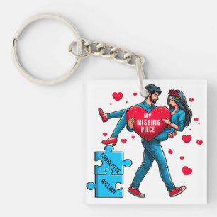 Personalised Puzzle of Love - My Missing Piece Key Ring