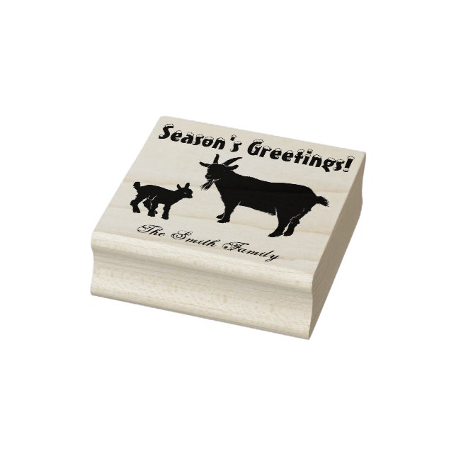 Personalised Pygmy Goat with Kid Farm Christmas Rubber Stamp (Stamp)