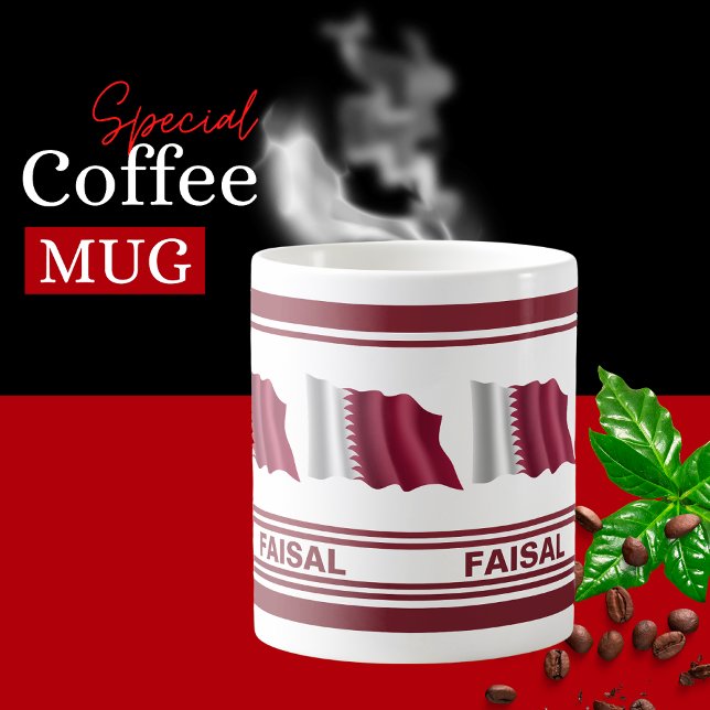 Personalised  Qatar Patriotic Flag  Coffee Mug (Creator Uploaded)