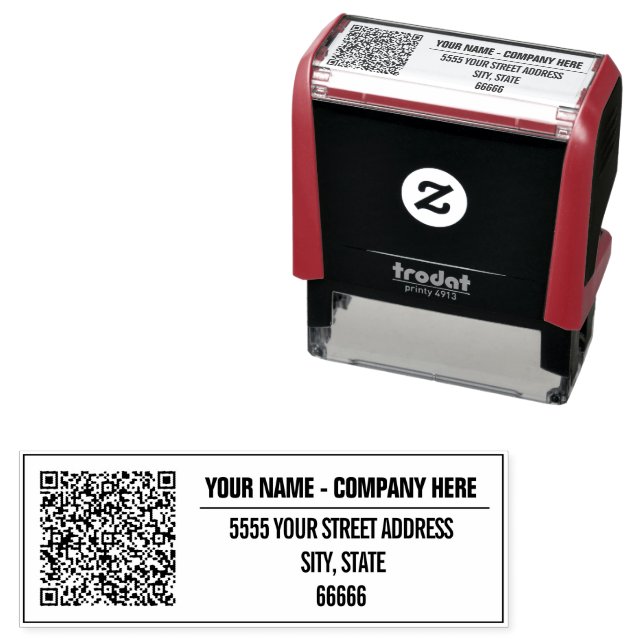 Personalised QR Code Address Self-inking Stamp (In Situ)