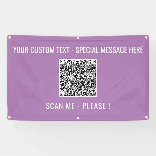 Personalised QR Code Banner Custom Text and Colour (Horizontal)