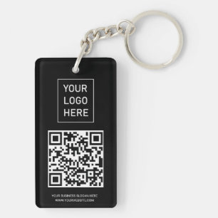 Personalised QR Code Business Card Your Logo Black Key Ring