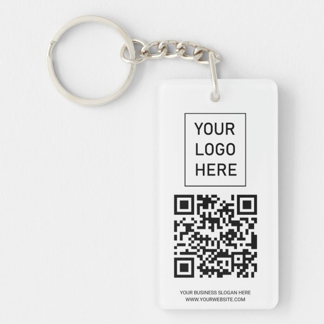 Personalised QR Code Business Card Your Logo white Key Ring (Front)