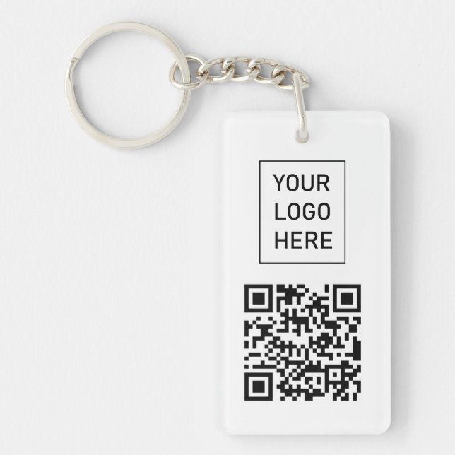 Personalised QR Code Business Card Your Logo white Key Ring (Front)