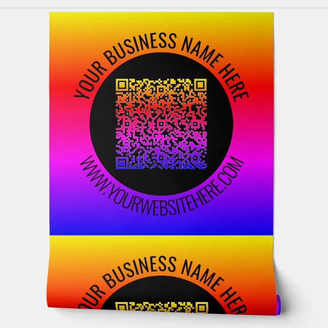 Personalised QR Code Custom Text Your Business Wallpaper (Unrolling)