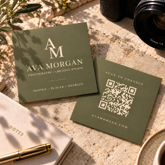 Personalised QR Code Modern Square Business Card