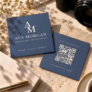 Personalised QR Code Modern Square Business Card