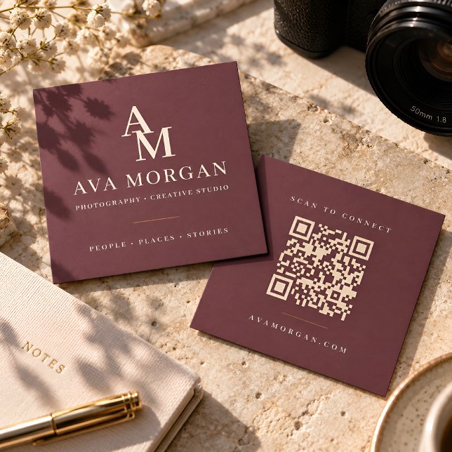 Personalised QR Code Modern Square Business Card (Creator Uploaded)