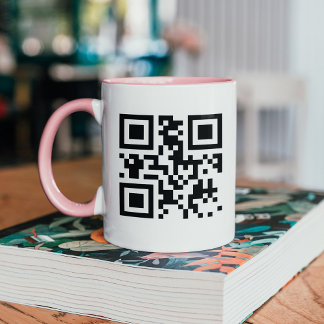 Personalised QR Code Mug with Pink Handle