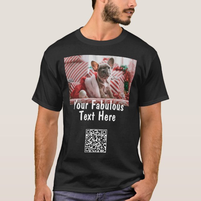 Personalised Qr Code, Photo and Text T-Shirt (Front)