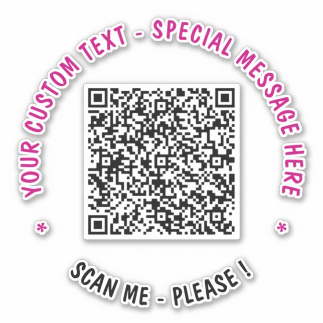 Personalised QR Code Scan Info Text Colours Sticke (Front)