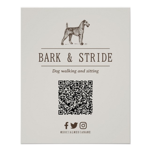 Personalised QR Code Scan to Follow Business  Poster (Front)