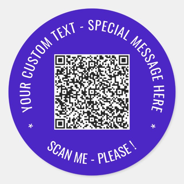 Personalised QR Code Sticker Custom Text and Colou (Front)