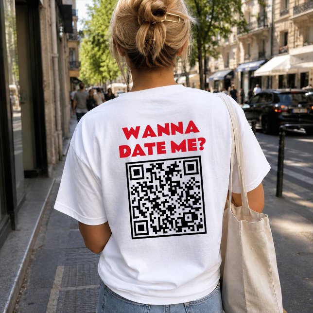 Personalised QR Code – Wanna Date/Marry Me Cool T-Shirt (Creator Uploaded)