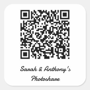 Personalised QR Code Wedding Photo Share Website Square Sticker