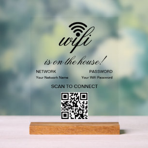 Personalised QR Code Wifi Internet Scan to Connect Acrylic Sign