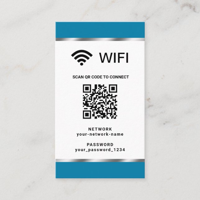 Personalised QR Code Wifi Network and Password Business Card (Front)