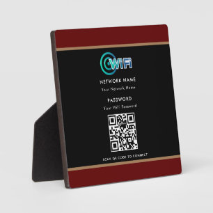 Personalised QR Code Wifi Network Password Black Plaque