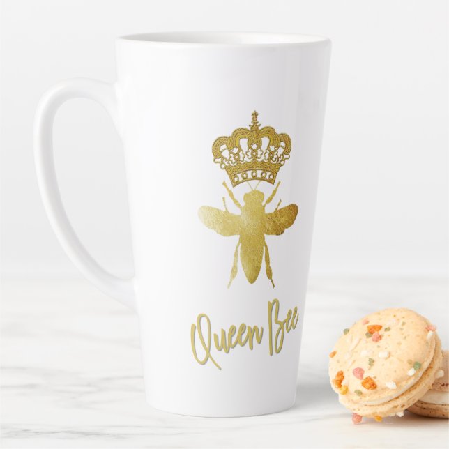 Personalised ★ QUEEN BEE ★ Gold Crown Latte Latte Mug (In Situ)