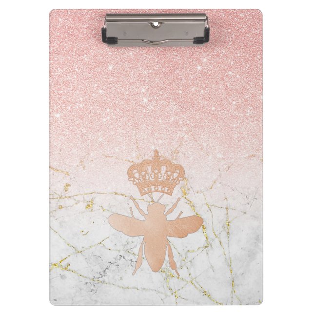 Personalised QUEEN BEE Rose Gold Large Clipboard (Front)