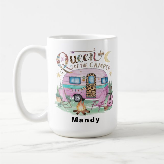 Personalised "Queen of the Camper" Glamping Coffee Mug (Left)