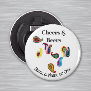 Personalised Quilled Paisley 2.25" Magnet Bottle Opener