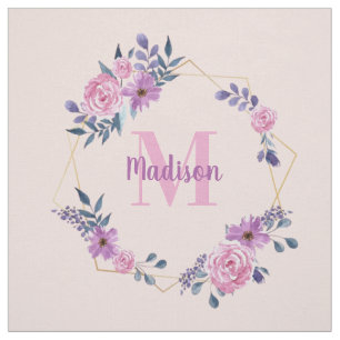 Personalised Quilt Block Square with Name Monogram Fabric