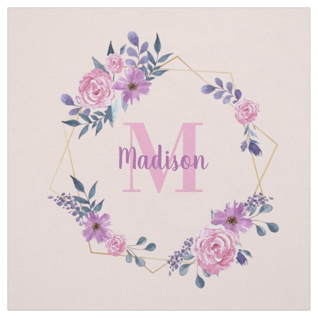 Personalised Quilt Block Square with Name Monogram Fabric (Swatch)