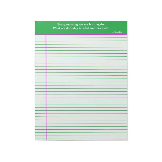 Personalised Quotation Notepad, Green & Pink Notepad (Rotated)
