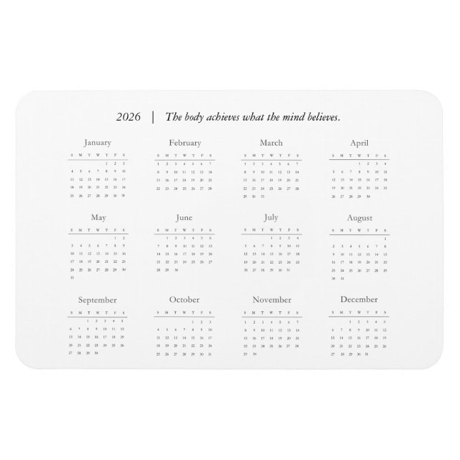 Personalised Quote 2026 Calendar Magent Magnet (Horizontal)